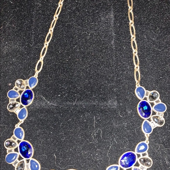 J Crew Blue and Rhinestone Statement Necklace - Picture 6 of 9